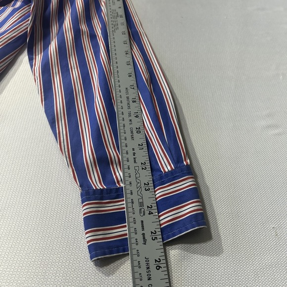 Polo Ralph Lauren Shirt Men Sz 16.5- L Regent Classic Fit Blue Red White Stripe - Picture 6 of 9
